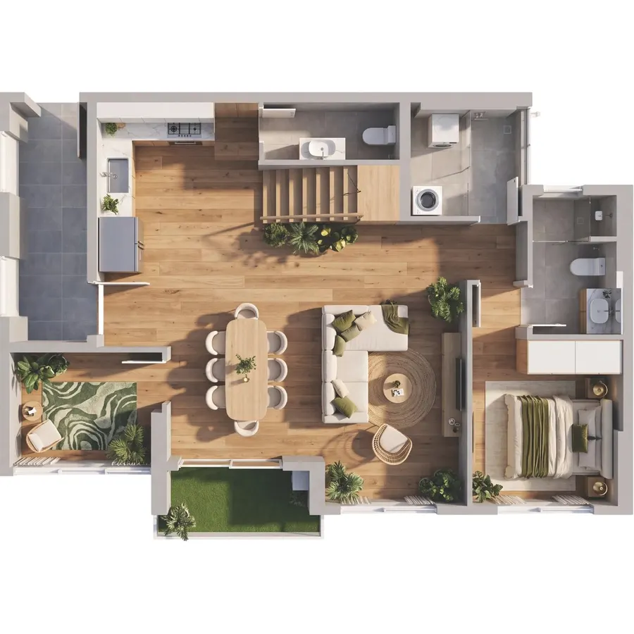 Mặt bằng tầng 1 căn Duplex Norton Park
