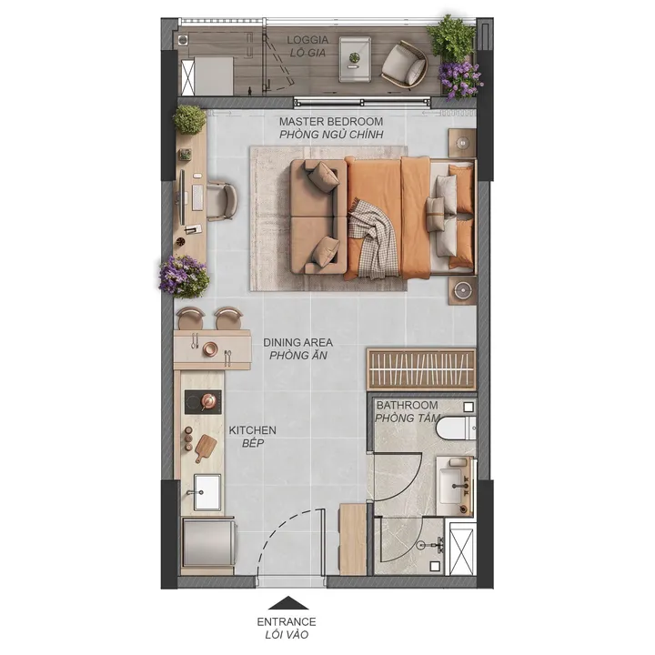 Mặt bằng căn Studio ST1.1a