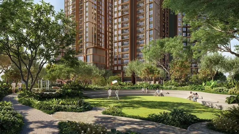 Công viên nội khu giữa các tòa tháp